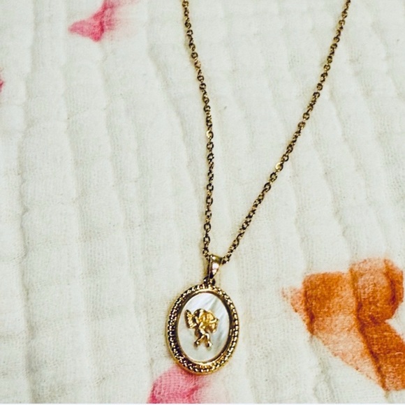 Jewelry - Gold Pendant Necklace with Oval Charm